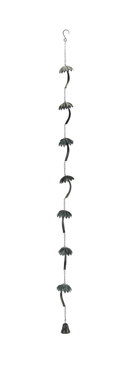 Metal Tropical Palm Tree Rain Chain with Attached Hanger 72 inch
